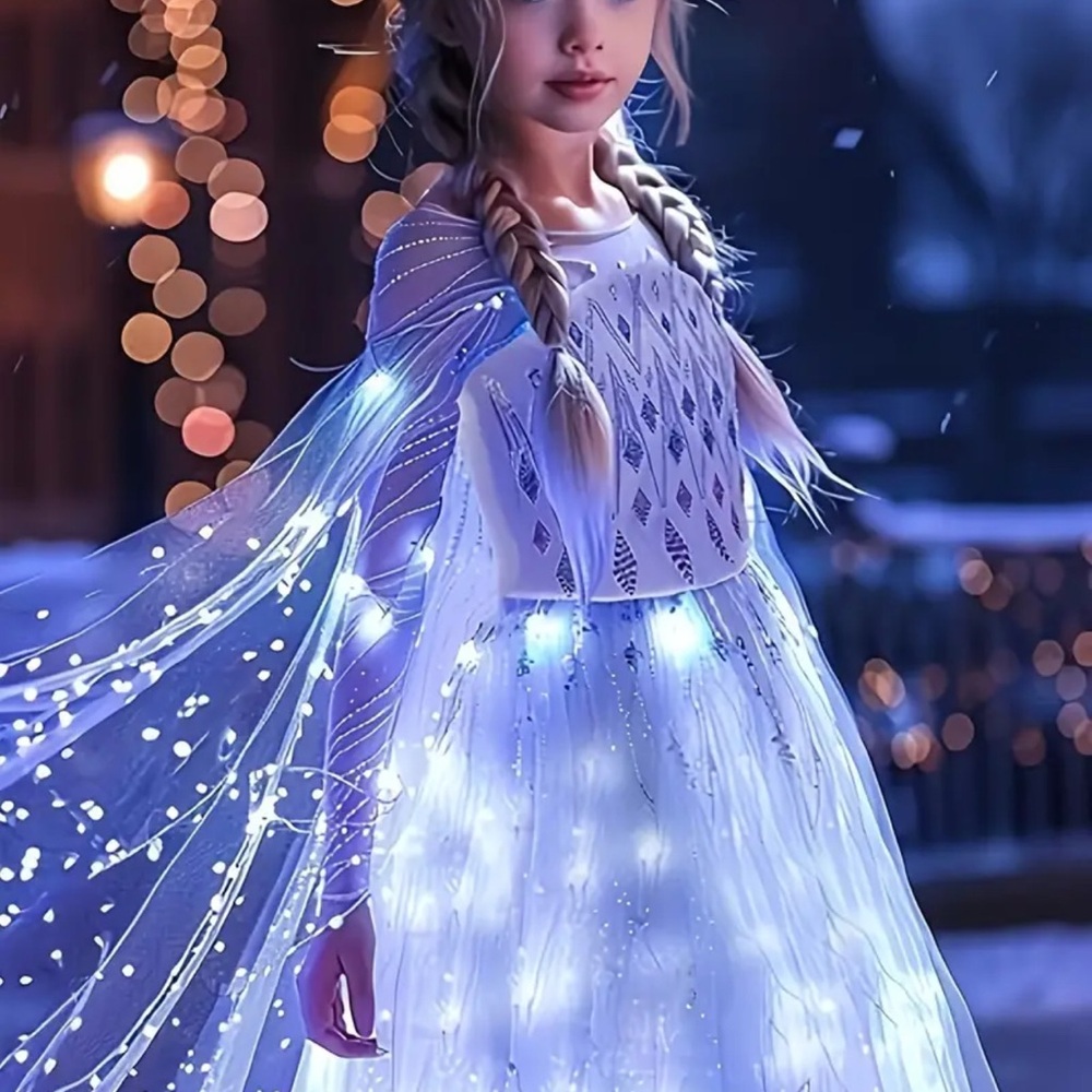 Girls Frozen Elsa Light Up Dress Size 6/7